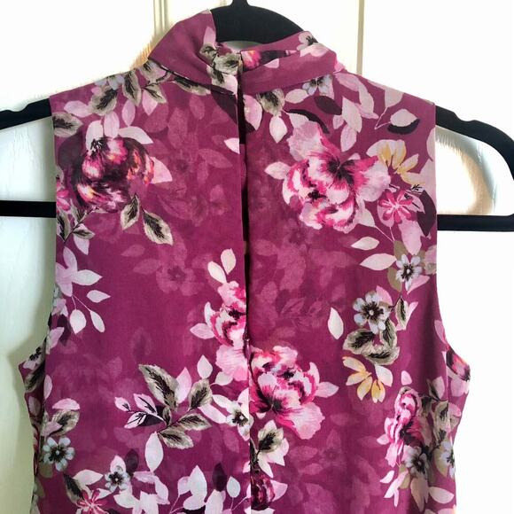 WHBM White House Black Market Purple Floral Sleeveless Dress - Size 2 - Picture 7 of 10